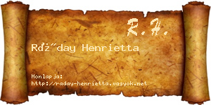 Ráday Henrietta névjegykártya
